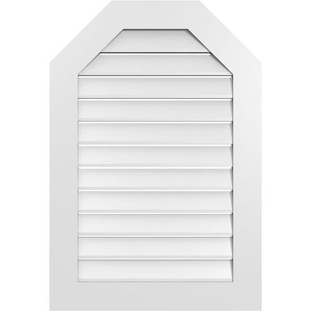 Ekena Millwork Octagonal Top Surface Mount PVC Gable Vent: Functional, w/ 3-1/2"W x 1"P Standard Frame, 26"W x 38"H GVPOT26X3801SF